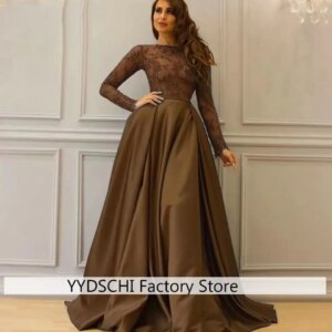 Evening Dress Saudi Arabia Burgundy Muslim Satin With Long Sleeves Appliques Prom Dress Dubai Dress Saudi Arabic Plus Size Gowns