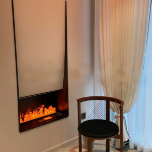 Wall-Mounted Steam Fireplace System – 18 Nozzles Mist, AI Temperature Control, 3D LED Flame, Child Safety Lock for Lobby/Bar