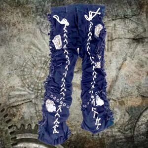 Autumn Winter 2024  y2k Japanese Korean modis Fashion Rope Strap Rivet Tassel Men’s Pants Kill Matt Punk Rock Style trousers