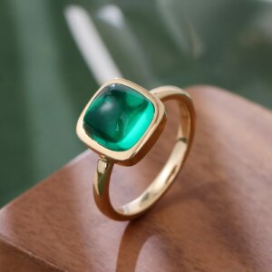 Provence custom 10K 14K yellow gold ring with lab emerald rings for women classic birthday anniversary jewelry gifts