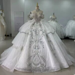 Sukienka Na Wesele Off Shoulder Sweetheart Lace Up Back Ball Gown Wedding Dress Sequined Embroidery Customized Wedding Dress