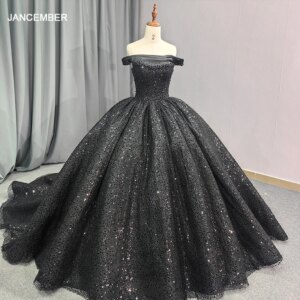 Jancember Exquisite Superfine Quinceanera Dresses For Gril Sequins Ball Gown Boat Neck Cap sleeve فساتين Quinceanera DY6679