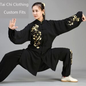 Embroidered Ginkgo Xiangyun Tai Ji Suit Women’s Fashion Men Performance Wear Long New Style Spring and Summer Thin