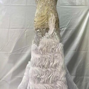 2025 New African French Nigerian High End Lace 3D Fabric With Beads Sequins Mesh for Embroidery Wedding Party Bride Sewing Dress