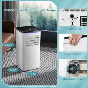 Portable Air Conditioners, 10000BTU Portable AC Unit for Rooms up to 300 Sq.Ft with Cool, Fan, Dry & Sleep Mode, Timer