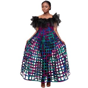 African Women Customize Robe Dresses Hollow Net Dress Sleeveless Party Wedding Fashion Clothes WY10404