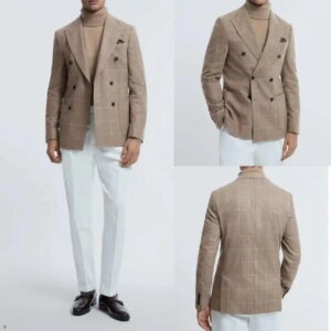 Classic Style Men’s Suit Two-Piece Double Breasted Men Wedding Suits Groom Coat With Trousers Business Casual Suit Customized