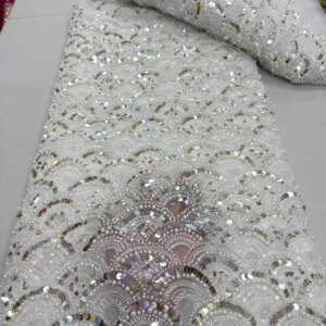 Beads and Sequins Lace Fabric 2025 Bridal Embroidery Elegant African Nigerian Latest Design Style High End For Sewing Dress JY