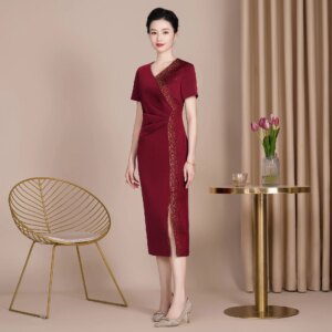 Yourqipao New Improved Chinese Traditional Cheongsam Prom Dress Women Qipao Wedding Guest Hanfu Skirt