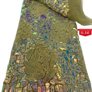 2025 Latest Best Quality Elegant Delicate Laser Soft Sequin lace With Stones Fabric For Wedding Evening Dress U_GE2596