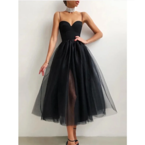 Classic Simple White Black Women Wedding Party Dress Tea Length Spaghetti Strap Sweetheart A-Line Slimming Vestidos De Novias