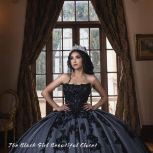 Pure Black Elegant Royal Tutu New Sheath Applique Beaded Sequin Embellished Prom Dresses African Girls 15 Quinceanera Dresses