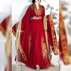 Hanfu Dress Women Chinese Traditional Embroidery Hanfu Halloween&Carnival Cosplay Costume Vintage Hanfu Wedding Bridal Red Dress