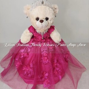 Rose Pink Sweetheart Quinceanera Teddy Bear Dress Luxury 3D Floral Appliques Princess Puffy Customised