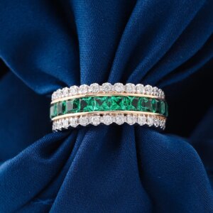 Provence 18K/14K/10K Solid Gold Princess Cut Lab Grown Colombian With DEF VVS Round Moissanite Vintage Style Ring Customize Gift