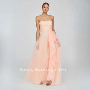 Simin فستانس Customized Ruched Strapless classy Fashion A-Line With Split Saudi Prom Gown Evening Party dresses for women 2024