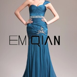 One Shoulder Mermaid Evening Dresses Beaded Court Train Chiffon Plus Size Prom Gowns Vestidos De Gala
