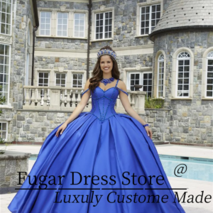 Customized Smooth satin Quinceanera Dresse parkling crystal bead strap border Detachable rear bow Ball Gown Vestidos De Novias
