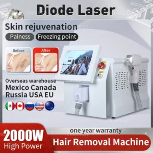 3000w Professional Ice Platinum Diode Hair Removal Machine 3 Wavelengths 808Nm 755Nm 1064Nm Painless for Beauty Parlors