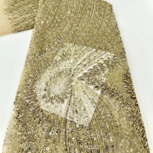 African Net Lace Fabric 2024 High Quality Nigerian Wedding Dress Sequins French Tulle Lace Fabric For Party Wedding Dress Sewing