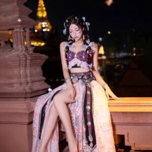 Traditional Yunnan Trip Shoot Xishuangbanna Hani Costume Female Pink High-Profile Figure Minority Stage Photography Costumes