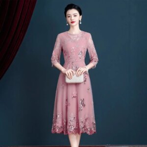 Yourqipao 2025 Mother Of The Bride Dress Long Sleeve Chinese Wedding Guest Prom Gowns Women Cheongsam Dress