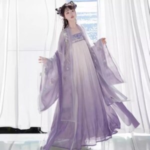 New Han Chinese Clothing Women’s Chest-High Dress Purple Traditional Daily Elements Spring and Summer Suit
