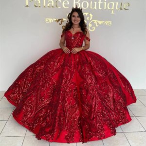 Burgundy Princess Quinceanera Dresses Ball Gown Off The Shoulder Appliques Lace Sweet 16 Dresses 15 Años Customized
