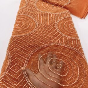 Nigerian Luxury Sequins Net Lace Fabric 2025 High Quality African Beads Lace Fabric French For Women Wedding Party Dress Sewing