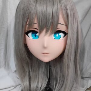 (GLA04015)Customize Character Resin Half Head Japanese Animego Cosplay Crossdressing Doll Anime Kigurumi Mask With Eyes And Wig