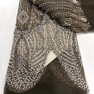 Wholesale High Quality African French Beaded Lace Fabric 2025 Sewing Sequins Embroidery Nigeria Lace Fabric for Party Dresses