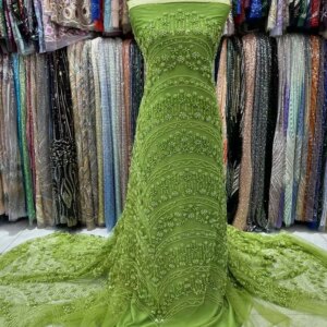 Latest Luxury Sequins Pearls Bridal Beaded Lace Fabric High Quality African Nigerian Lace Fabric TS2851