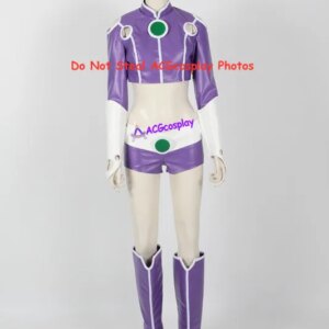 Purple Color Faux Leather made Cosplay Costume acgcosplay Include Buckle Props and Stockings version 03