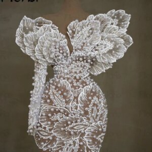 3D Floral Appliqued Wedding Dress Long Mermaid Pearls Bridal Gown Customized Vestido De Novias Sencllos Yelegantes Saudi Arabia