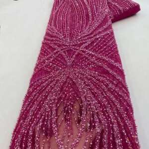 2025 The Latest High Quality African Luxury Beaded Lace fabric French Nigerian Sequin Lace Fabric For Women’s Evening Gowns