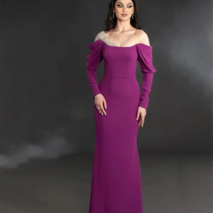 Customized Sparkle Exquisite High Quality Jersey Beading Draped Pleat Wedding Party Mermaid Off-the-shoulder Bespoke Occasion