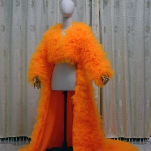 Amazing Ruffles Layered Tulle Long Jacket Women Formal Jacekt Full Sleeves Very Puffy Long Robe Outwear custom size