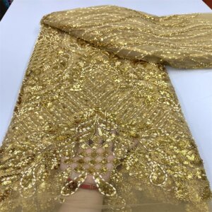 2025 New Design Sequence Laces Fabric Tulle Mesh Luxury Sequins New Fashion Beaded French Net High Quality African Party Wedding