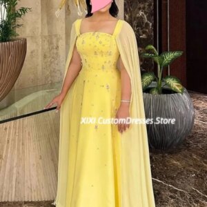 Customized فساتين للمناسبات الخاصة Square Neckline A-Line Floor-Length Wedding Party Dress Cap Straps Zipper Up Formal Occasion