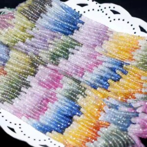 Sapphire multicolor roundelle faceted 3-4mm 43cm Wholesale for DIY  jewelry necklace LOOSE BEADS