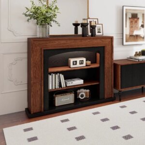 French retro solid wood fireplace cabinet decoration retro American living room side entry fireplace storage porch