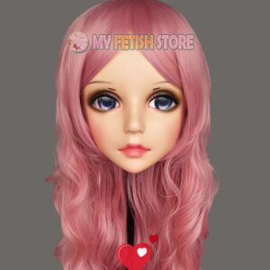 (Hua-01)Female Sweet Girl Resin Half Head Kigurumi BJD Eyes Crossdress Cosplay Japanese Anime Role Lolita Mask With Eyes And Wig