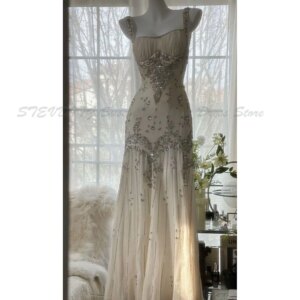 Classic Evening Dresses Women Spaghetti Strap A Line Sequins Sparkle Crystals Floor Length High Quality Banquet Female Gowns