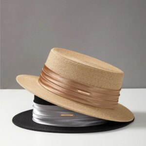 hat children’s flat top casual fashion holiday summer new pleated satin