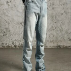 Washed Old High Street American Retro Loose Casual Straight Jeans Trousers