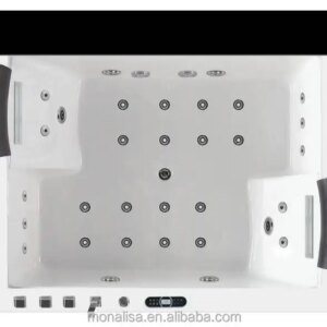 Drop In Bathtub With LED Two Person Indoor Acrylic Massage Modern Walk In Bathtub Corner Hydromassage Bathtub Reversible Villa