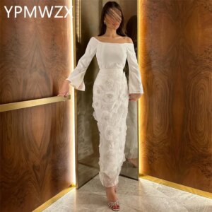 Customized Evening Dress Party Occasion Formal Prom Gown YPMWZX Jewel Column Ankle Length Skirts Flower Bespoke D
