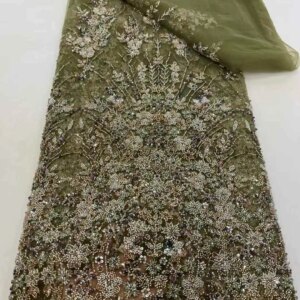 2025 Latest Hot Sale New High-End Luxury French Embroidery Heavy beads Lace Fabric African Nigerian With Sequins Fabric For Wedd