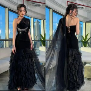 Customized Jersey Sequined Ruffle A-line One-shoulder Midi Dresses Bespoke Occasion Party Elegant Fashion Formal