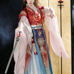 Hanfu Fairy Costume Heavy Industry Embroidery Big Sleeved Shirt Improve Cos Cosplay Eight Torn Skirts Collared Top Skirt